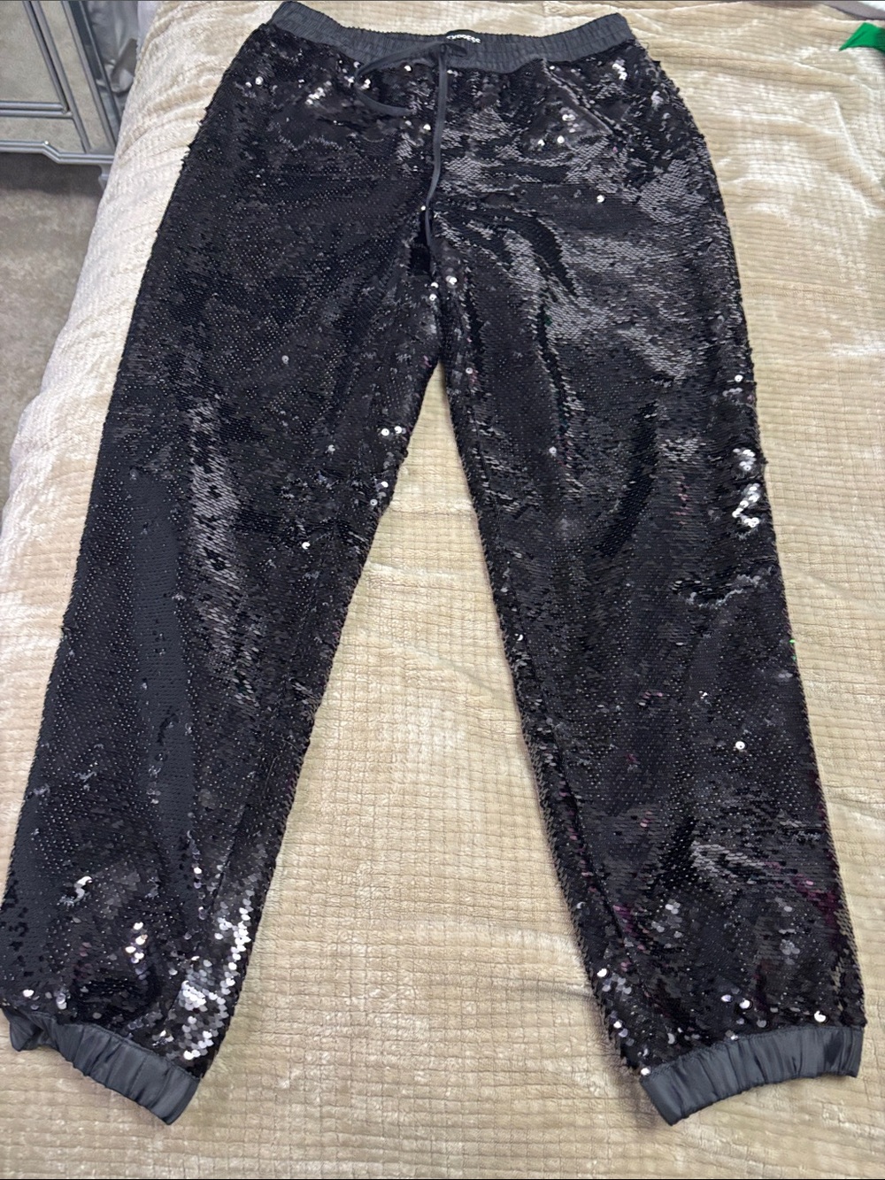 Express Black Sequin Cropped Pants